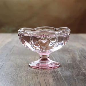 Cherry Blossom Peach Heart Glass Small Bowl Ice Cream Cup Ice Cream Bowl Dessert Bowl