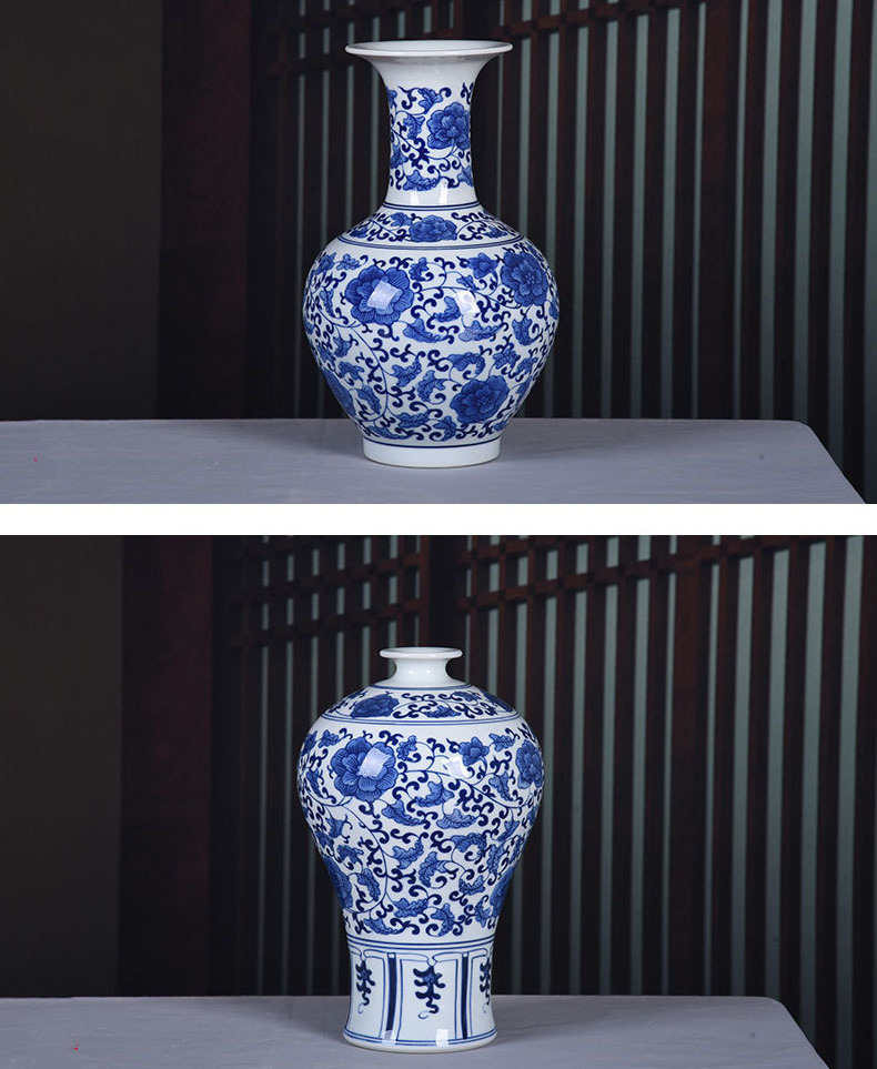 Jingdezhen Ceramic Vase Hand-painted Blue and White Porcelain Plum Bottle Decoration