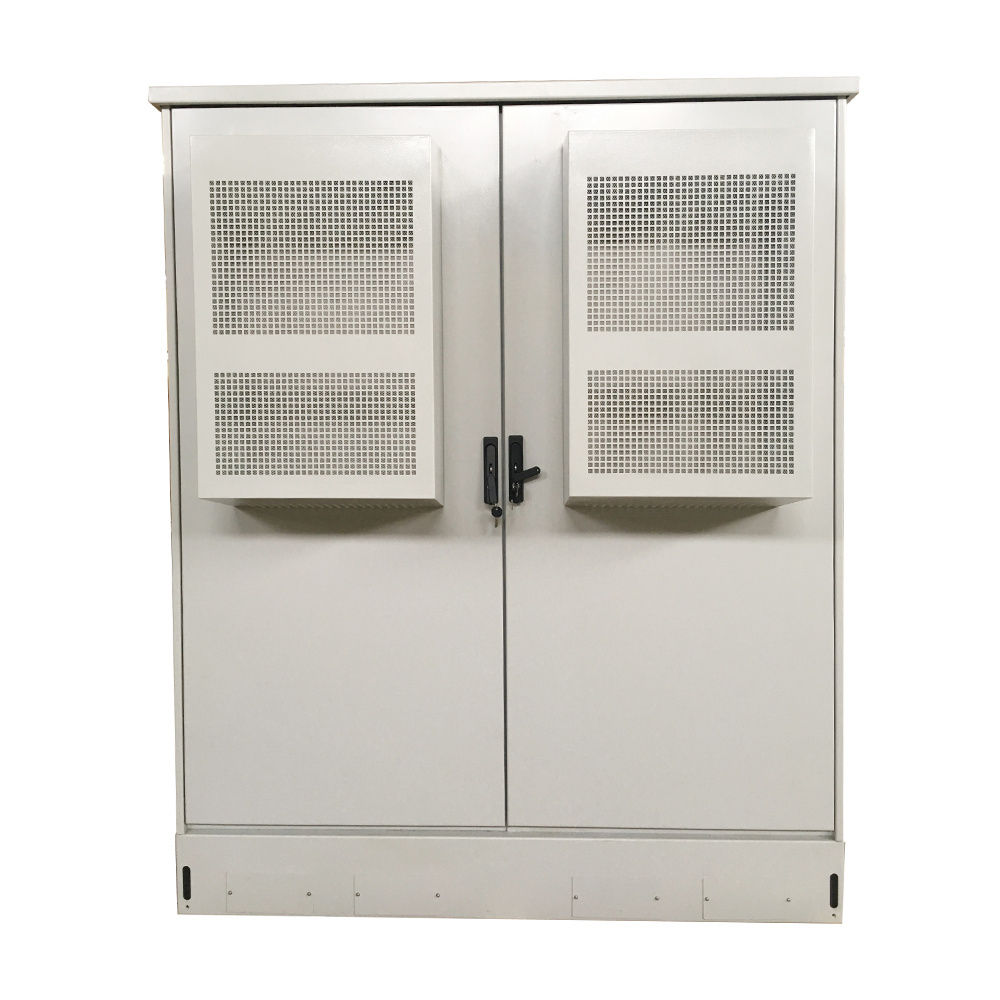 Floor standing telecom outdoor power supply cabinet two compartments integrated outdoor mini telecom shelter