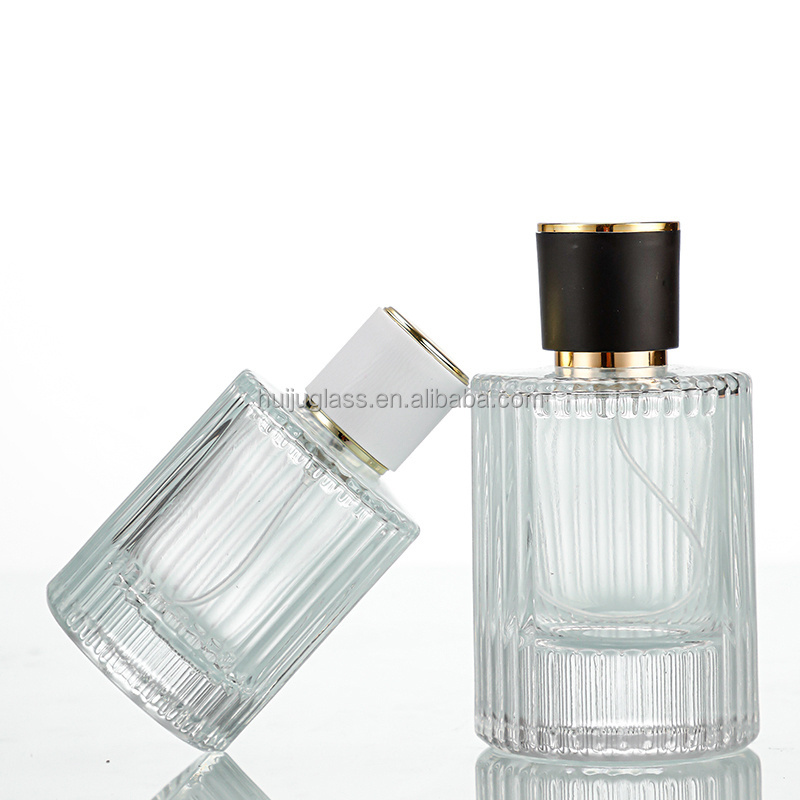 50ml Refillable Perfume Bottle Cylinder Shape Striped Luxury clear Classical perfume spray glass bottle