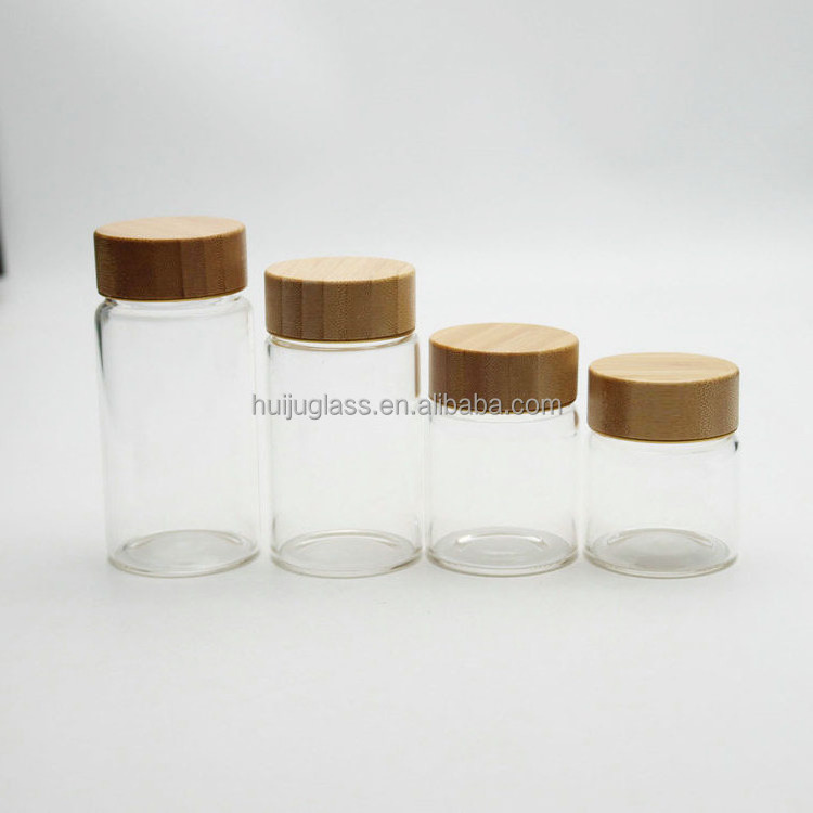 tall glass match jar with bamboo lid