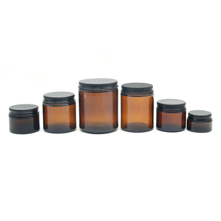 5ml 10ml 20ml 30ml 30 ml 50ml 60ml 100ml 120ml 4oz empty cosmetic cream amber glass jar with aluminum metal lid