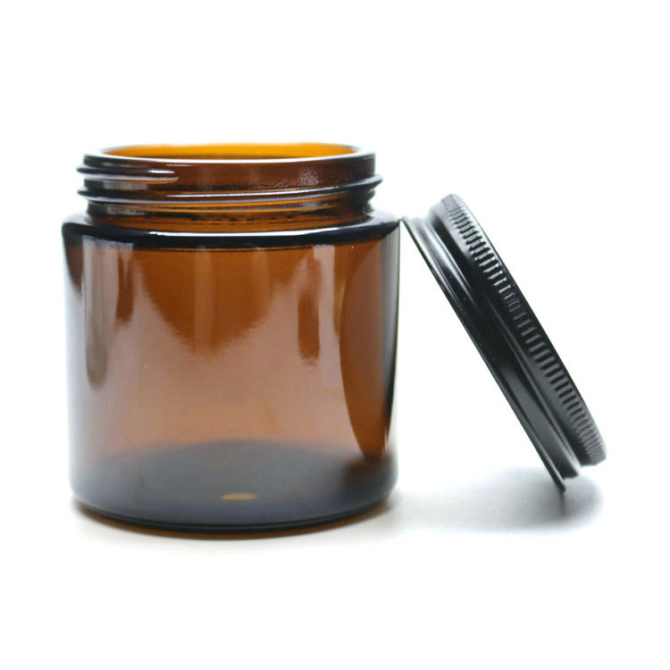 5ml 10ml 20ml 30ml 30 ml 50ml 60ml 100ml 120ml 4oz empty cosmetic cream amber glass jar with aluminum metal lid