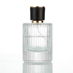 50ml Refillable Perfume Bottle Cylinder Shape Striped Luxury clear Classical perfume spray glass bottle