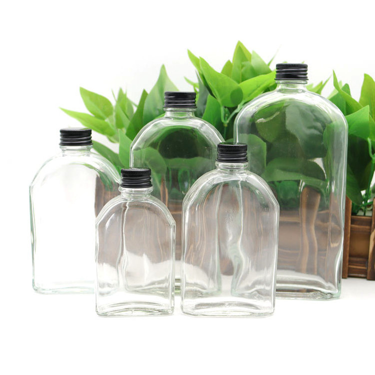 Mini Glass Liquor Wine Bottles for Perfume Oil Sauce Whiskey Soda Liquid Storage Honey Drink Containers Jars with Leak Proof Cap