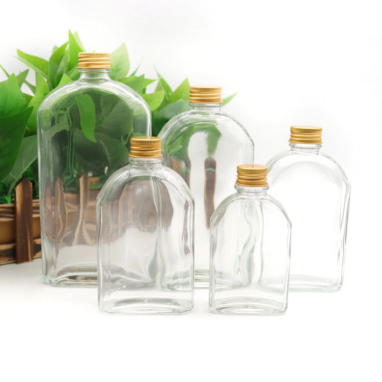 Mini Glass Liquor Wine Bottles for Perfume Oil Sauce Whiskey Soda Liquid Storage Honey Drink Containers Jars with Leak Proof Cap