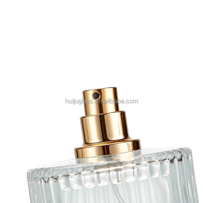 50ml Refillable Perfume Bottle Cylinder Shape Striped Luxury clear Classical perfume spray glass bottle