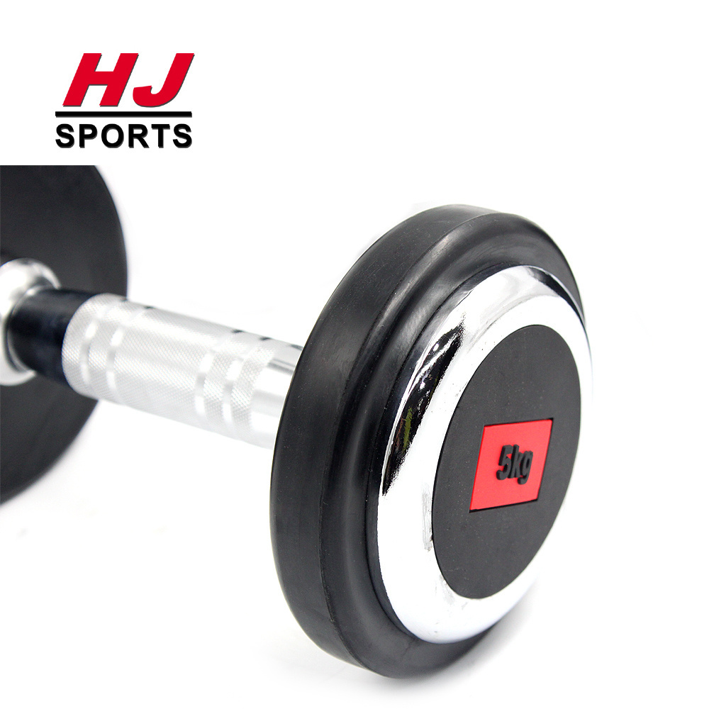 Cheap 10 KG Weights Lifting Dumbbells HJ-A069 Commercial Rubber Dumbbell Set