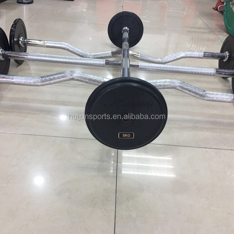 HJ-A028 5-50kg Wholesale High Quality Fitness Equipment Straight Fixed Rubber Barbell Set Gyms for Sale