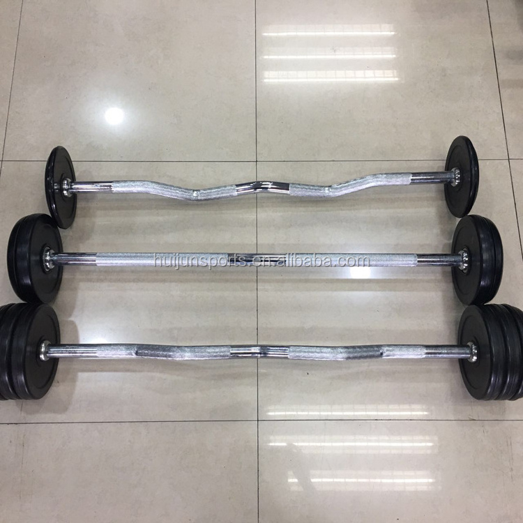 HJ-A028 5-50kg Wholesale High Quality Fitness Equipment Straight Fixed Rubber Barbell Set Gyms for Sale