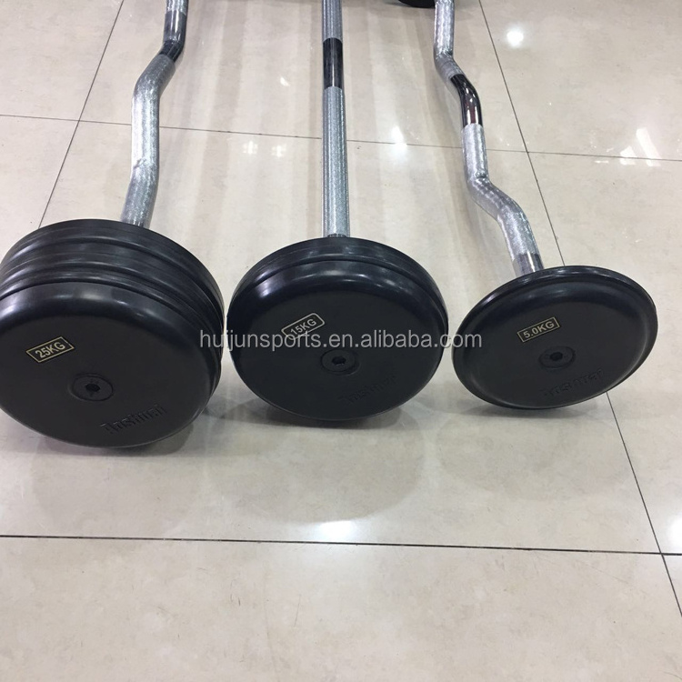 HJ-A028 5-50kg Wholesale High Quality Fitness Equipment Straight Fixed Rubber Barbell Set Gyms for Sale