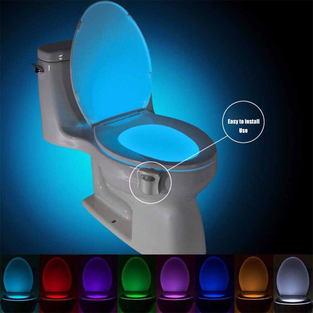 Smart PIR Motion Sensor Toilet Seat Night Light 8 Colors Waterproof Backlight For Toilet Bowl LED Luminaria Lamp WC Toilet Light