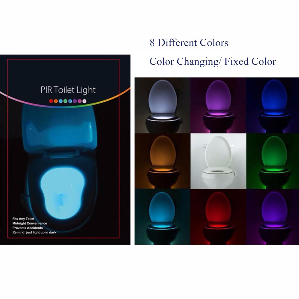 Smart PIR Motion Sensor Toilet Seat Night Light 8 Colors Waterproof Backlight For Toilet Bowl LED Luminaria Lamp WC Toilet Light