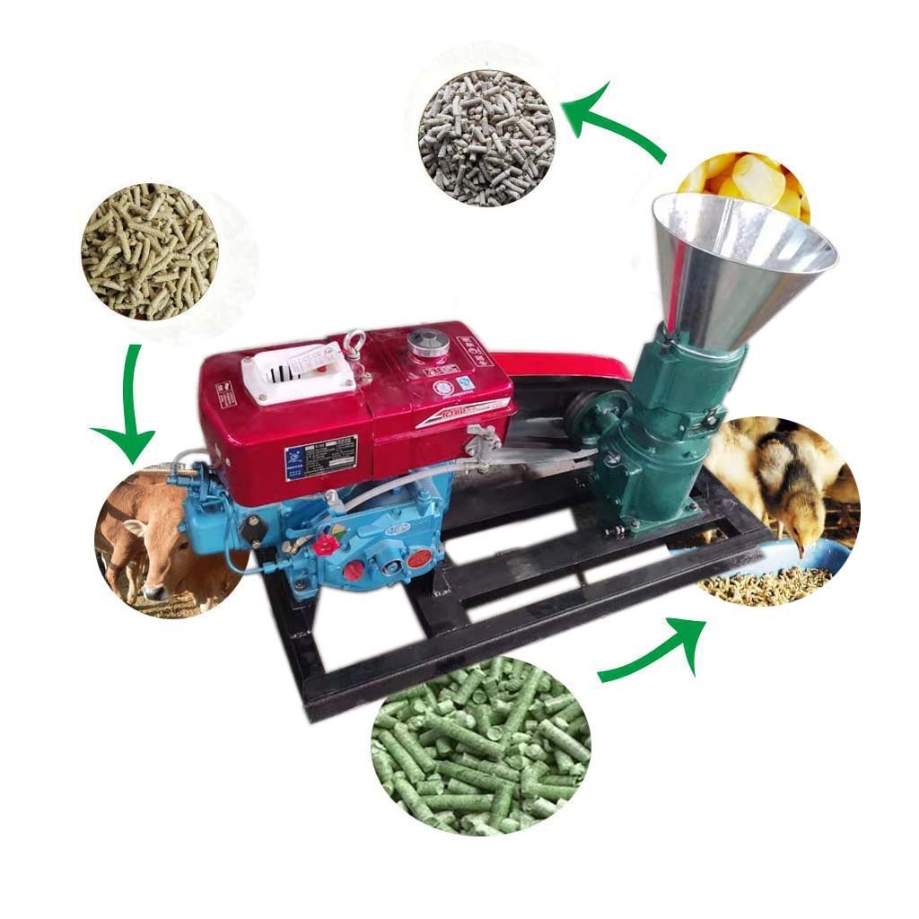 diesel engine 100-150kg/hour chicken feed pellet mill alfalfa pellet machine