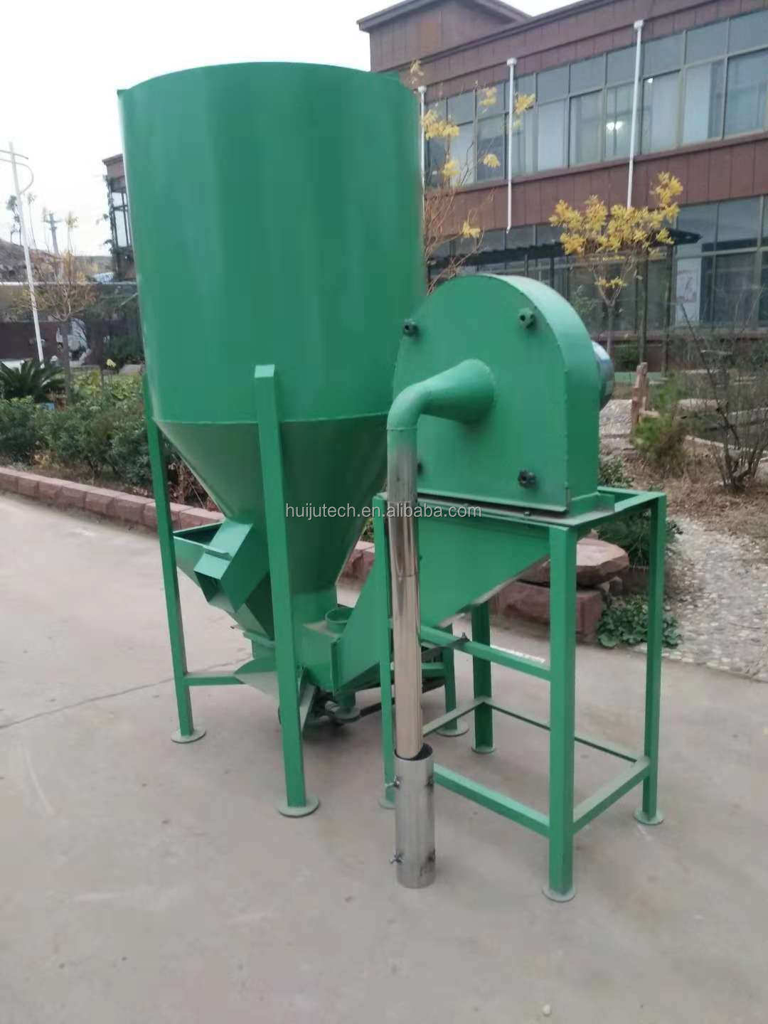 Chicken farm feed crusher 500kg/hour corn mixer mill price HJ-GL500  vertical grinder mixer and machine/poultry feed hammer mill