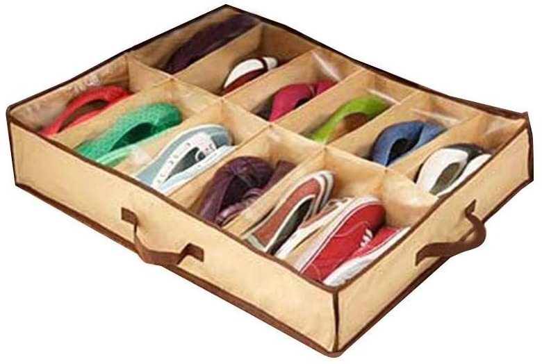 Hot 12pairs under bed of shoe box  bed shoe storage fabric shoe storage organizer