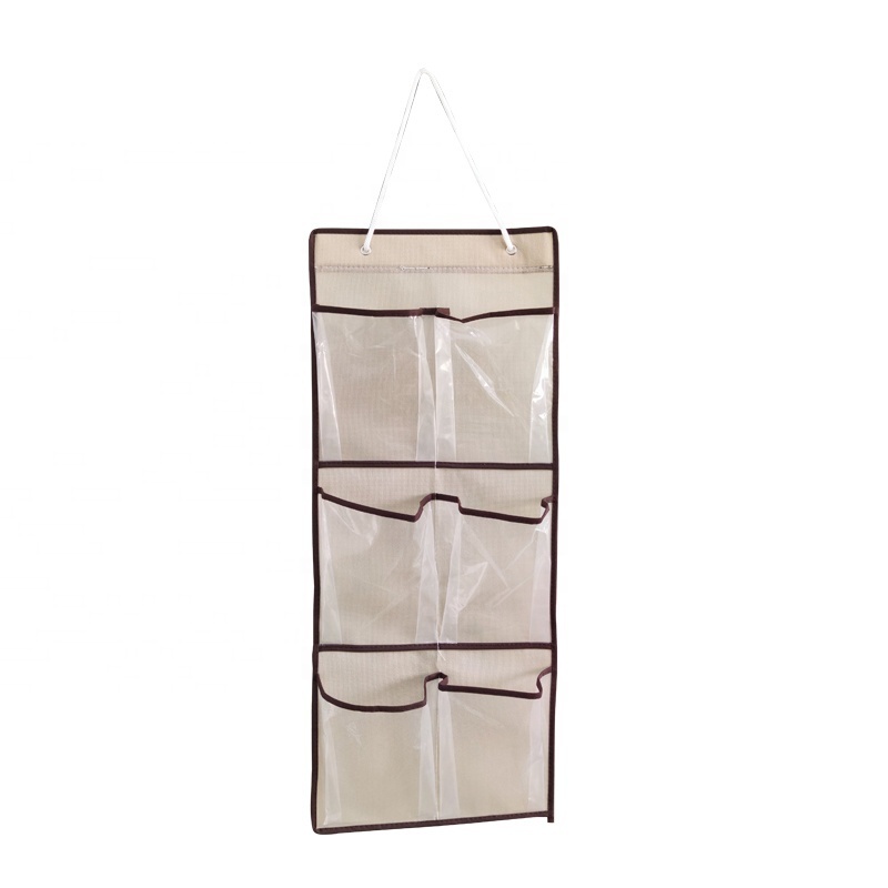 6 Pocket with PVC Over the Door Hanging Shoe and Accessories Storage Organizer