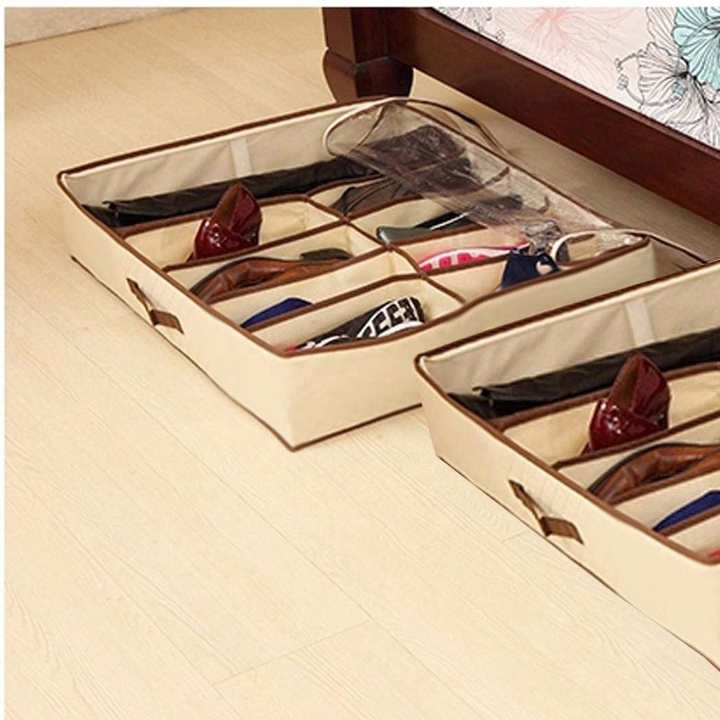 Hot 12pairs under bed of shoe box  bed shoe storage fabric shoe storage organizer