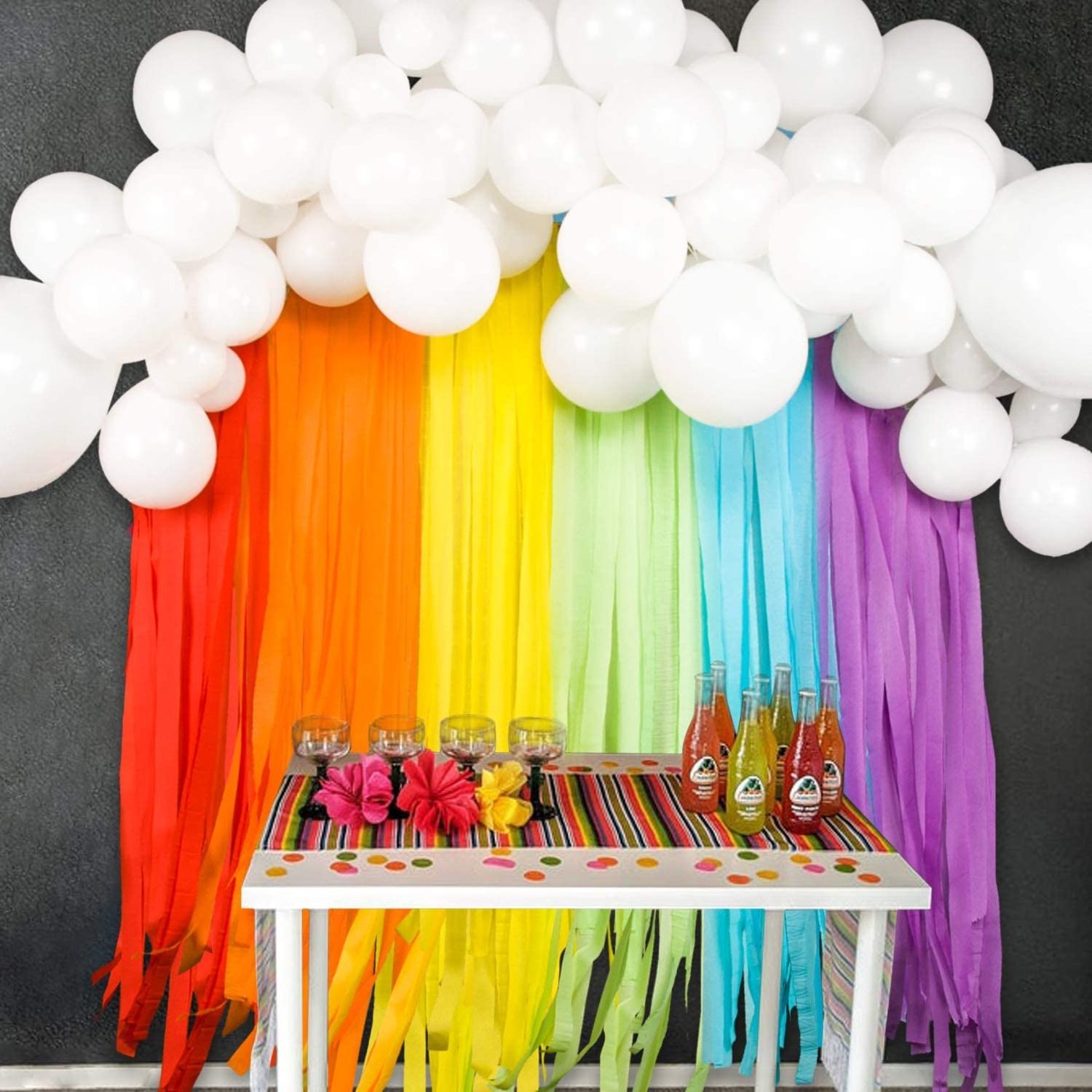 HKH Wedding Birthday Bridal Shower Christmas in-Door Fun Party Rainbow Decorations Crepe Paper Streamers