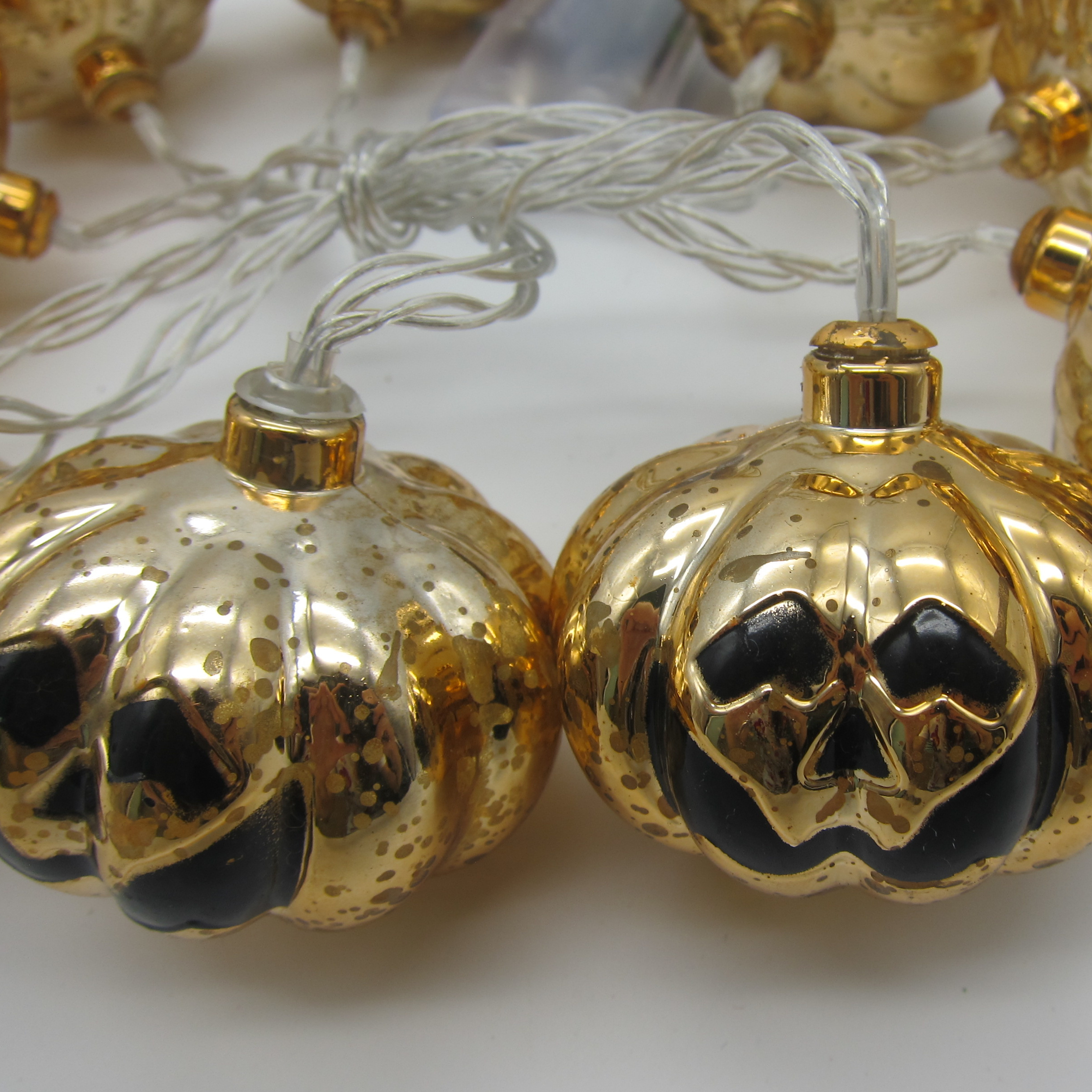 HKH foil golden halloween pumpkin shinny  party decoration waterproof solar battery LED  String Lights  gift