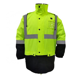 Traffic Winter  Hi Vis road Safety Jacket High Visibility Workwear Reflective Safety Jackets With Pockets For Unisex