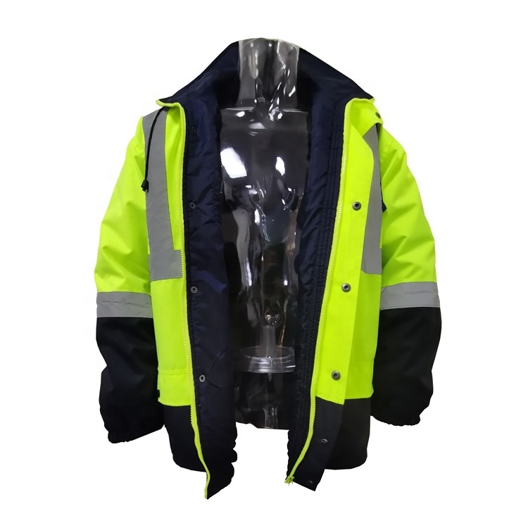 Traffic Winter  Hi Vis road Safety Jacket High Visibility Workwear Reflective Safety Jackets With Pockets For Unisex