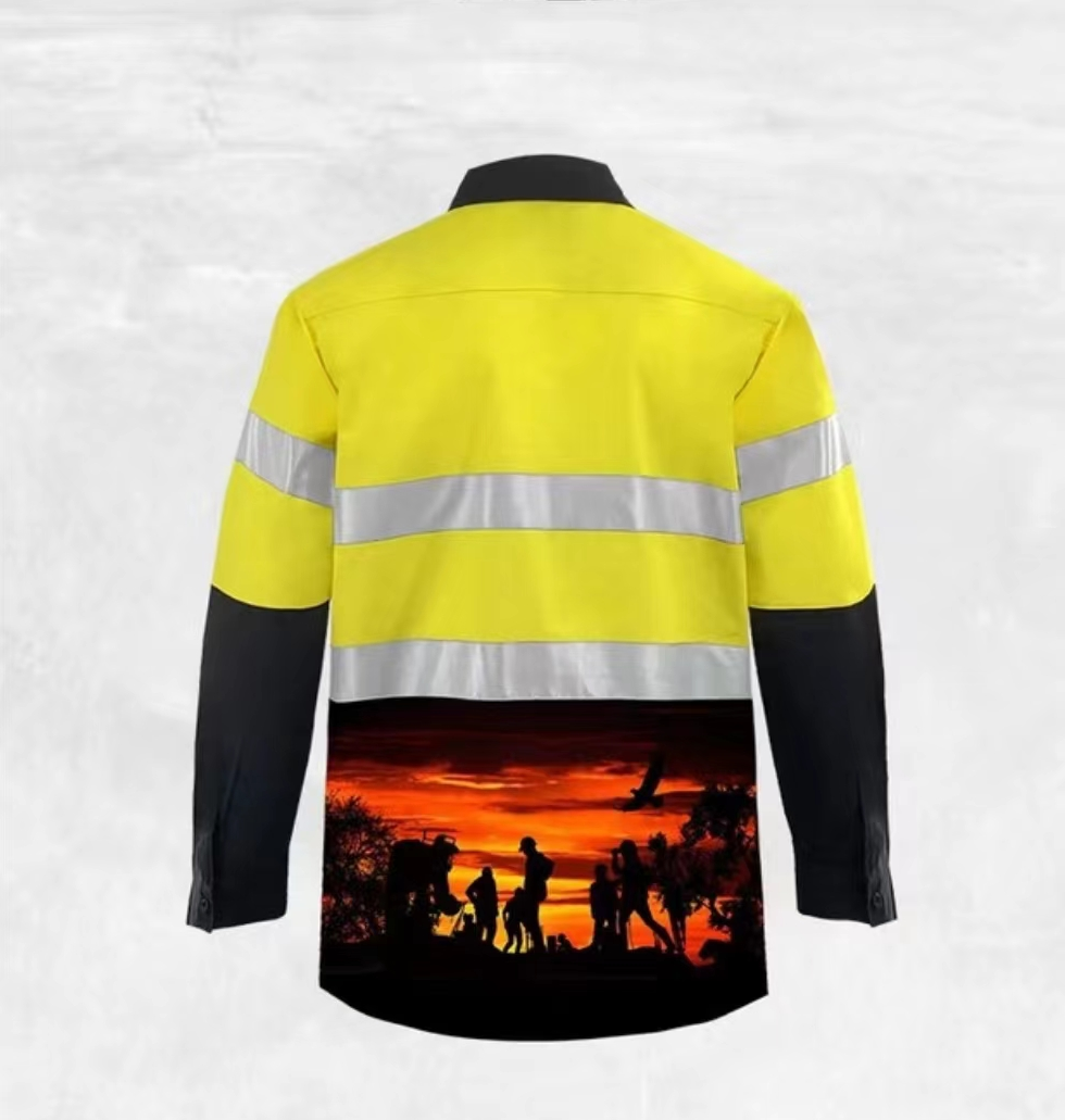 Factory Digital Printing High Visibility Reflective shirt Work Clothes for Men Long Sleeve Road Coal Mine Tooling