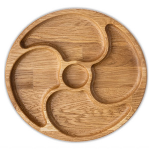 Amazon Most Popular Wooden Petal Shape Round Dinner Dessert Plate Dried Fruit Service Tray Dish Bamboo Baby Plate Set