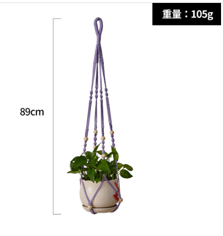 Polychrome wood Bead Decoration for Handmade Cotton Macrame Plant  hanging baskets Indoor Plant Hanging Hanger