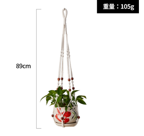 Polychrome wood Bead Decoration for Handmade Cotton Macrame Plant  hanging baskets Indoor Plant Hanging Hanger