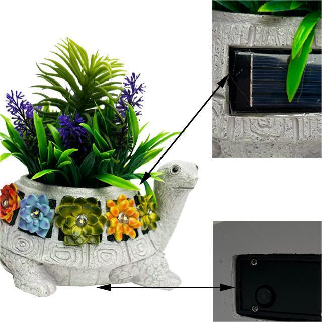 Outdoor Led Resin Turtle Solar Light  Succulent Planter Pot