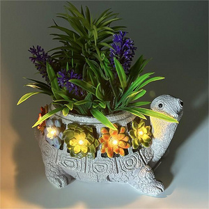 Outdoor Led Resin Turtle Solar Light  Succulent Planter Pot