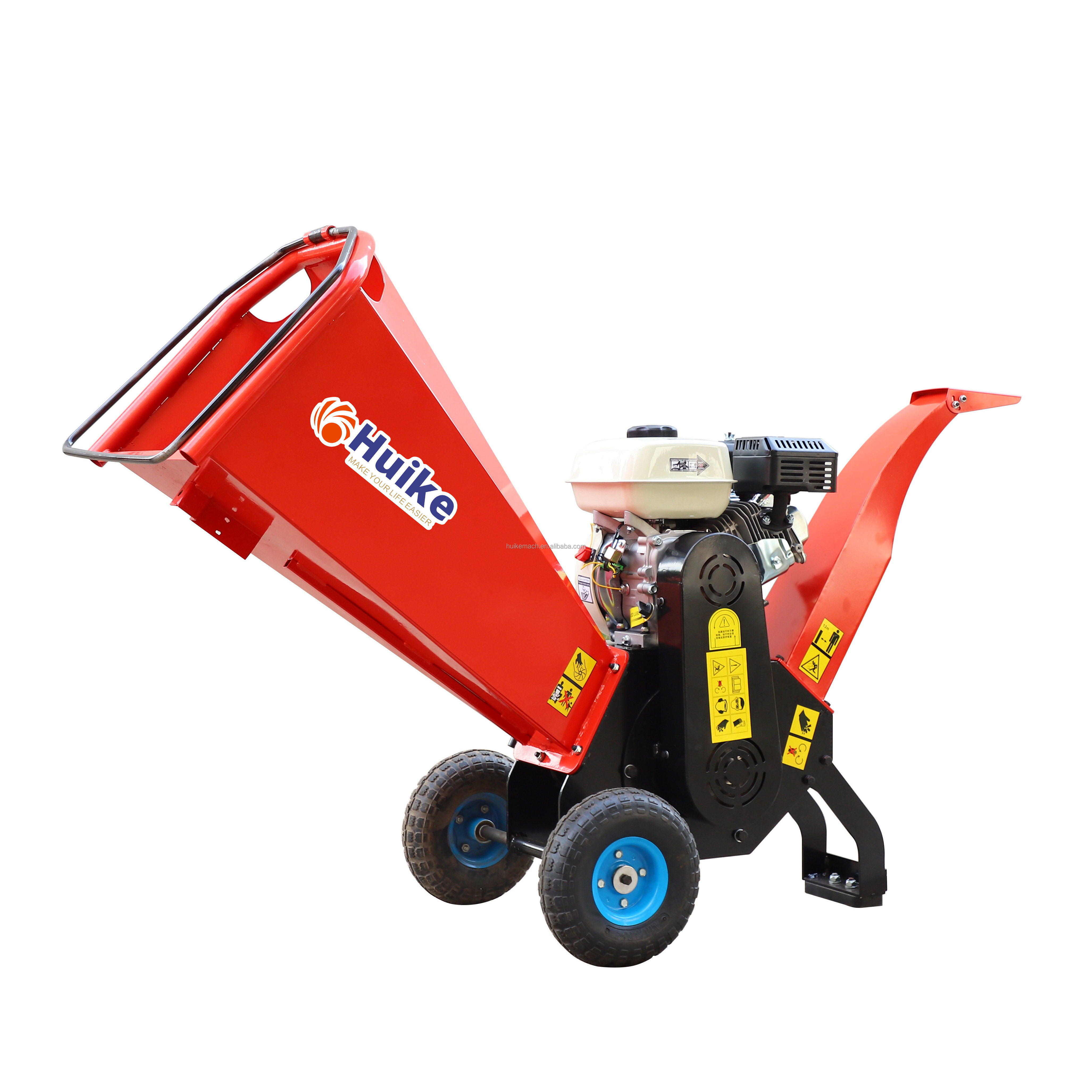 Huike Professional Self Feeding 7.5 HP Gasoline Motor Powered Small Wood Chipping Machine Chipper Shredder