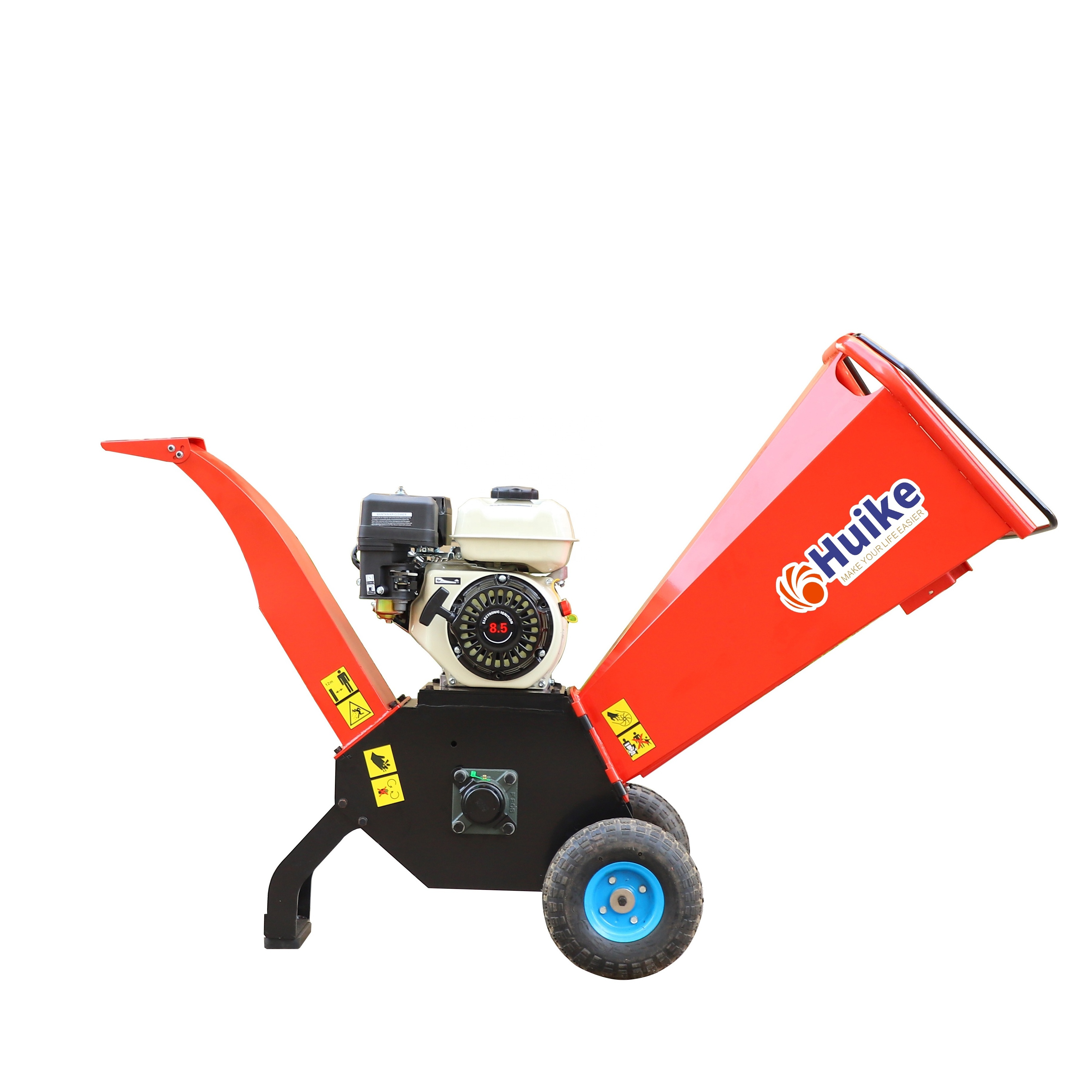 Huike Professional Self Feeding 7.5 HP Gasoline Motor Powered Small Wood Chipping Machine Chipper Shredder