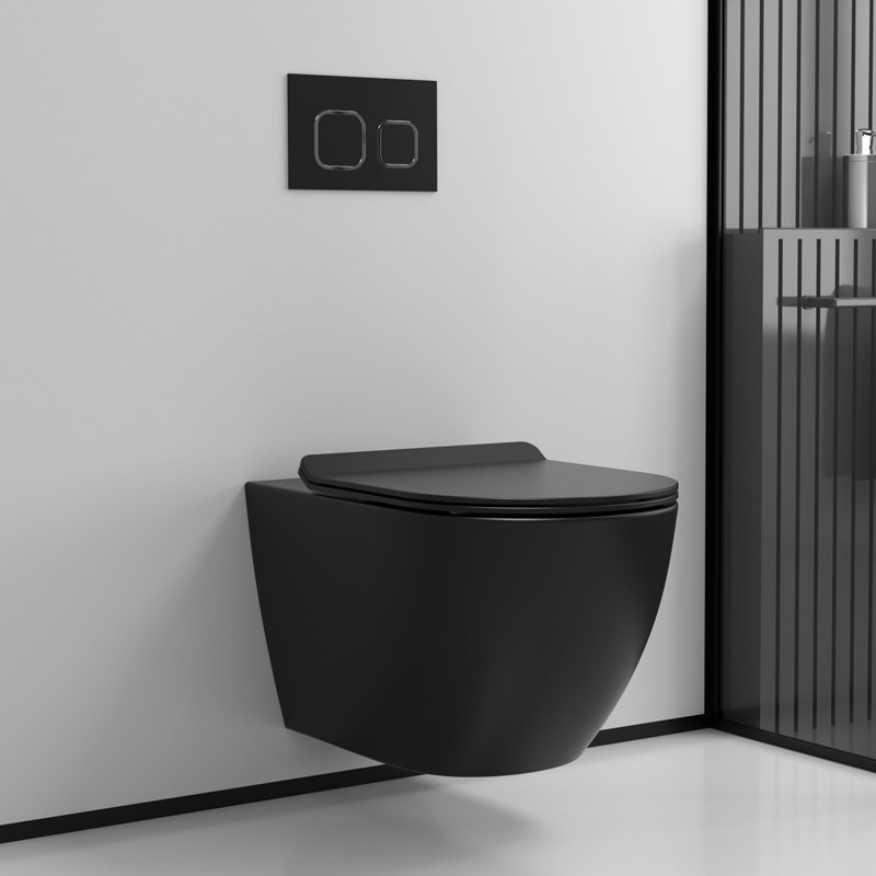 Wall-hung CE european rimless wall row drain mounted hanging color ceramic wc bathroom matte black wall hung toilet