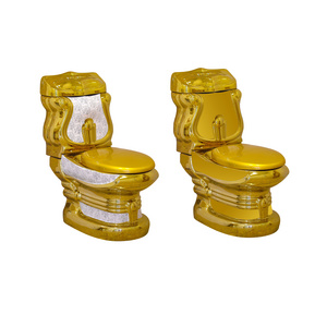 Royal design electroplate sanitary ware floor mounted wc two piece toilet ceramic golden luxury toilet for sale