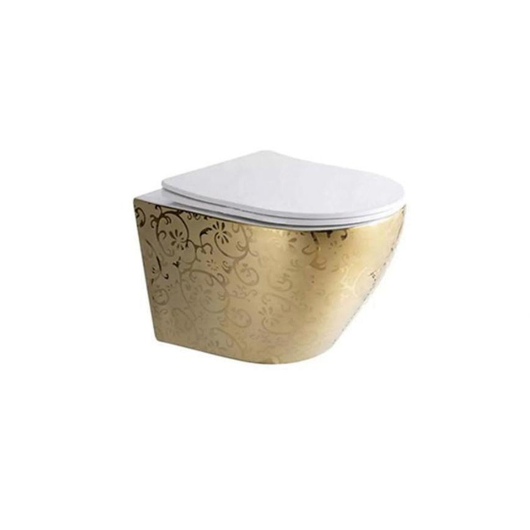 Customized pattern hotel bathroom wall mounted toilet bowl dual flush wc luxury hanging gold toilet