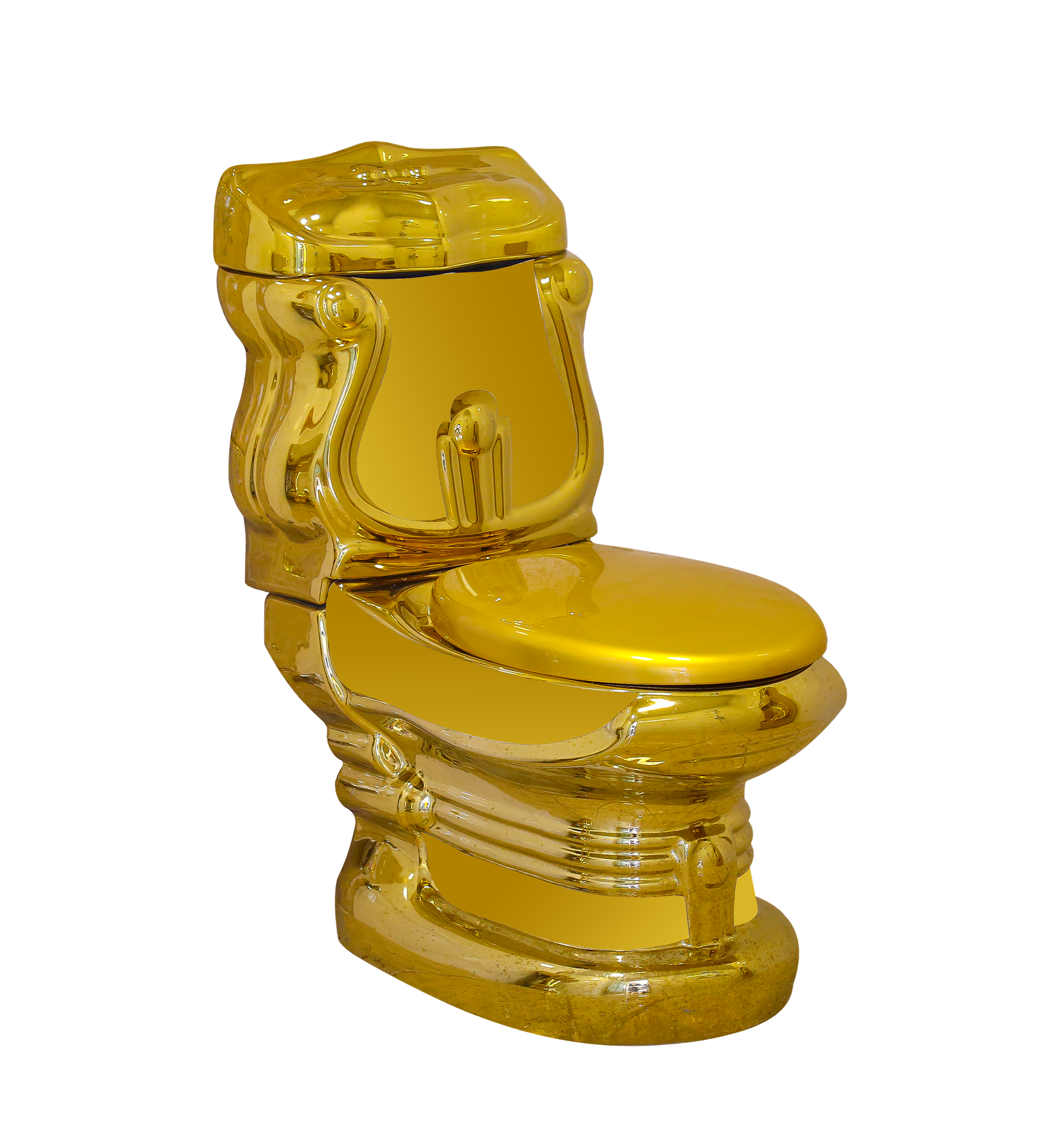 Royal design electroplate sanitary ware floor mounted wc two piece toilet ceramic golden luxury toilet for sale