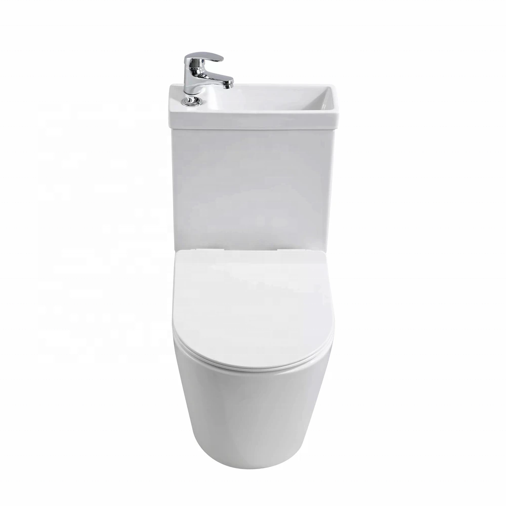 2in1 Combo Combination Toilet & Sink Together Wash Basin Bathroom WC Space Saving Unit with Tap and Thick Closing Toilet