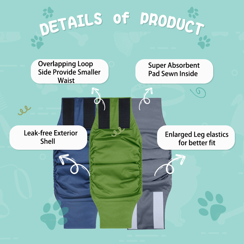 Dog and Cat Diaper Cloth Manufacturer Large Reusable Dog Diaper Washable Male Belly Band Wrap