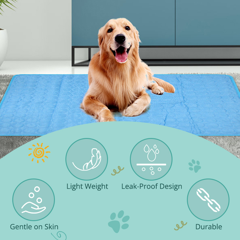 Dog Cooling Mat Cooling Pad for Pets Chilly Pad Outdoor Ice Silk Mat Cooling Blanket Cushion Non-Toxic Breathable Sleep Bed