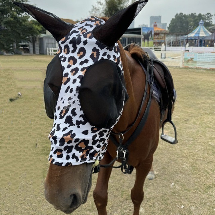 Horse racing equipment Breathable Mosquito bite protection leopard print horse hood other horse products