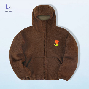 huili low MOQ manufacture heavyweight high quality fleece half face ninja hoodie warm winter sherpa hoodie men