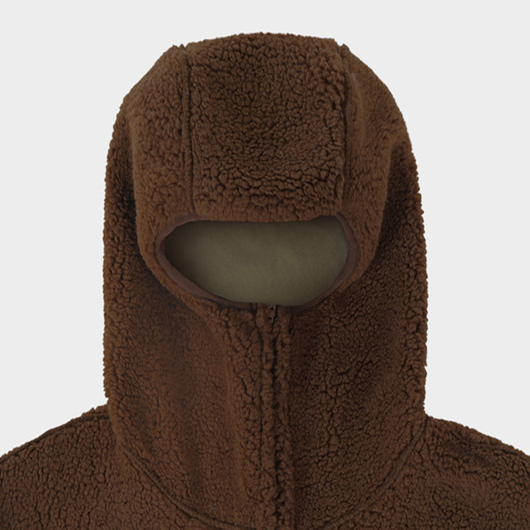 huili low MOQ manufacture heavyweight high quality fleece half face ninja hoodie warm winter sherpa hoodie men