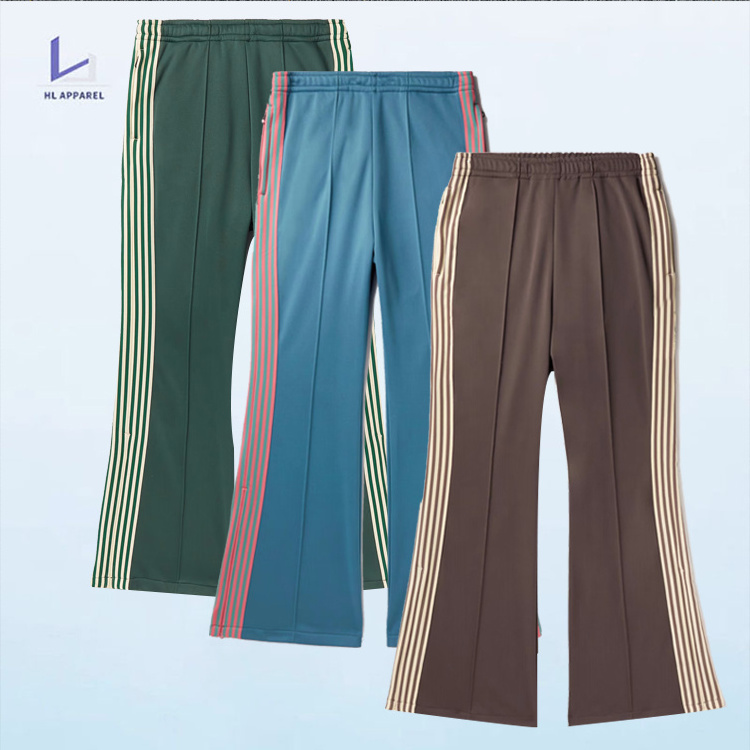 HL Manufacturer Wholesale Heavyweight Loose Wide Leg Baggy Sweat Pants Custom Color Logo Printed Flared Stacked Sweatpants Men