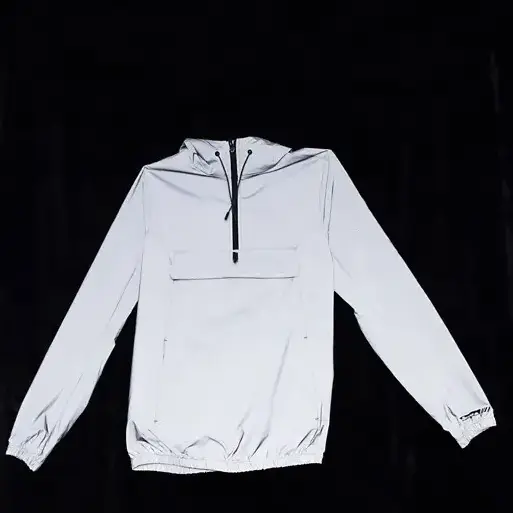 Nylon 3M reflective printed jacket drawcord width and elastic hem jacket half zip hoodie men's windbreak jacket