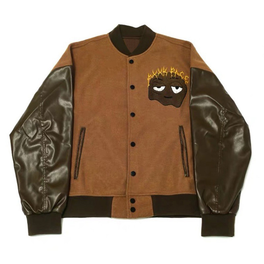 Custom High Quality Varsity Jacket Single Breasted Solid Letterman Jackets Leather Filling Embroidered Varsity Jacket