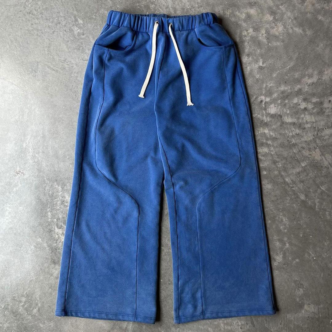 Huili Manufacturer Oem Drawstring Waist Blank Thick Cotton Sweatpants Men Wide Leg 500 Gsm Loose Fit Baggy Sweatpants