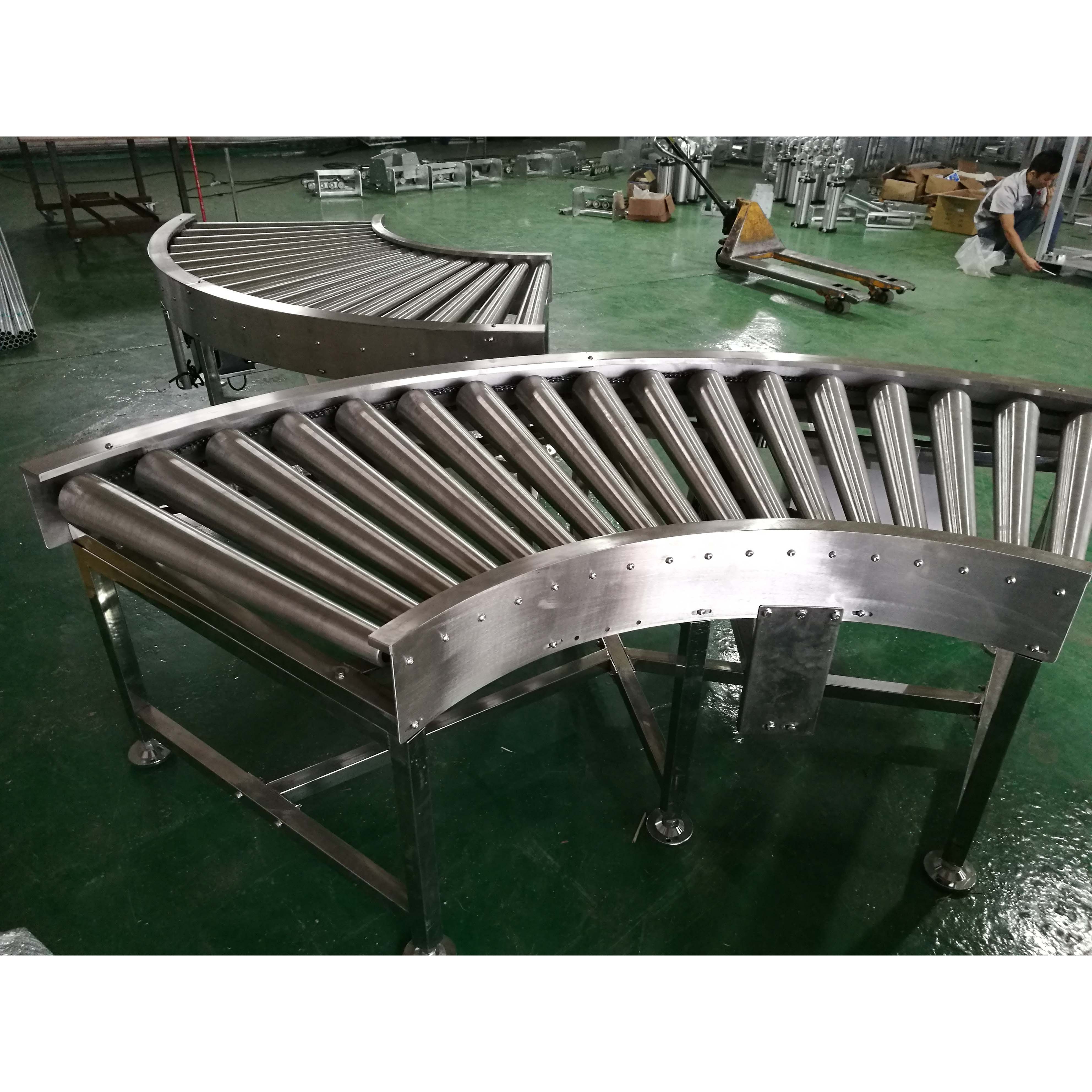 Logistics Sorting Powered Assembly Line Conveying Equipment Automatic Curved Roller Conveyor