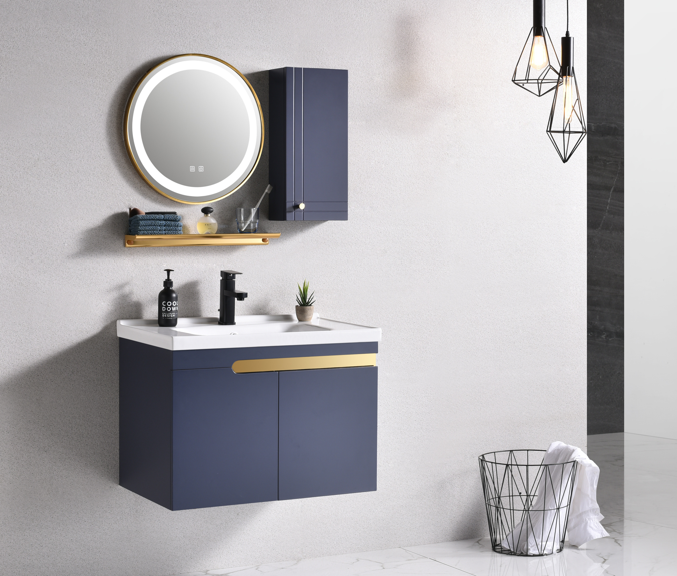 euro style bathroom cabinet cheap hotel vanity top sell PVC bathroom cabinet